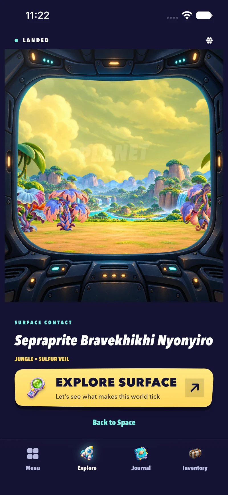 Actual UNKNOWN cockpit landing on a colorful alien planet